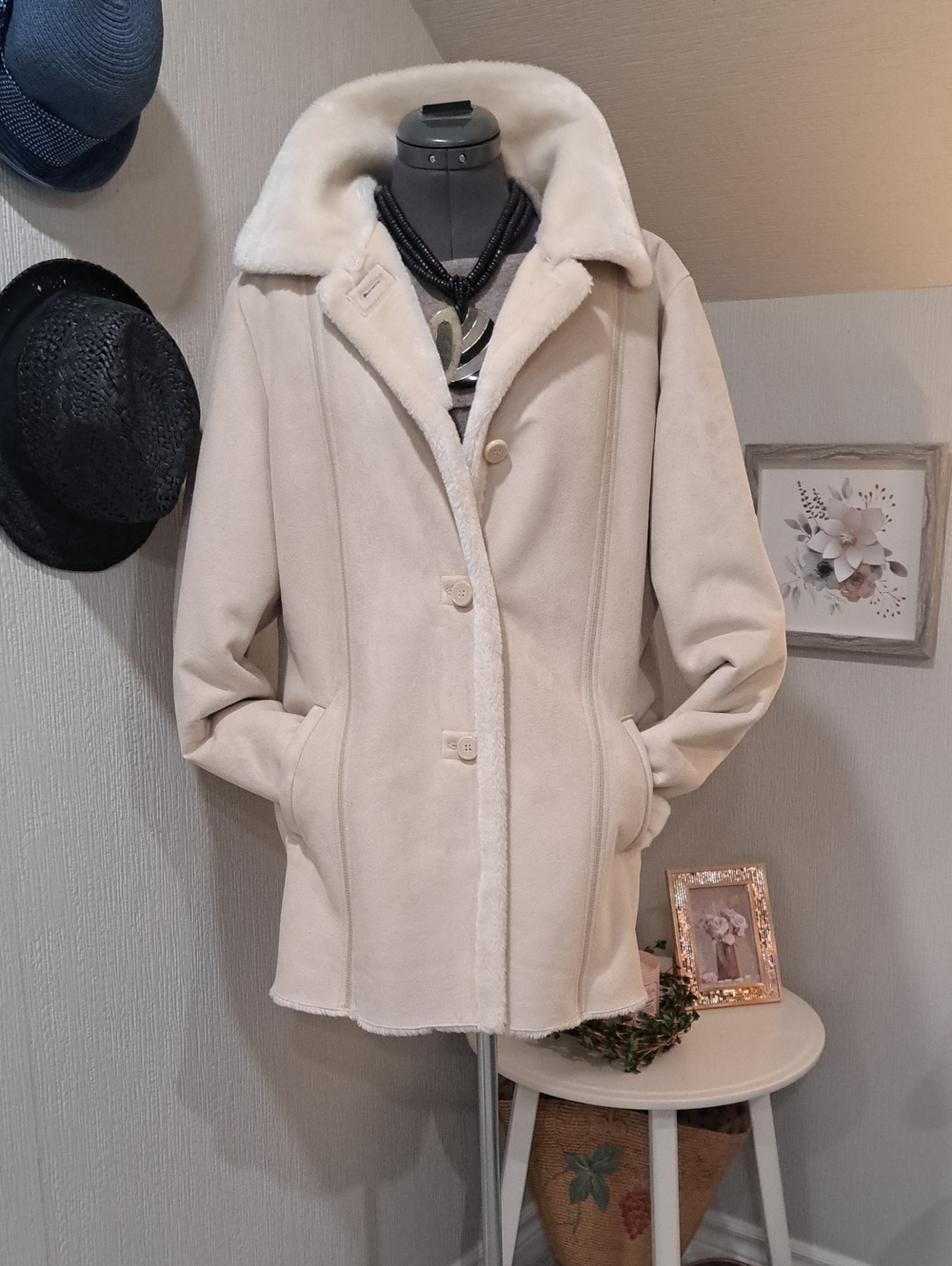 Liz Claiborne Cream Teddy Faux-Shearling Jacket